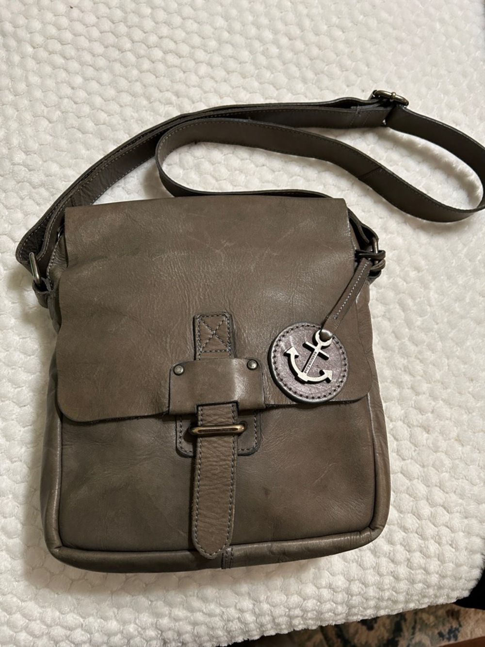 Women’s Gray Harbor 2nd Leather Crossbody Bag with Anchor Charm